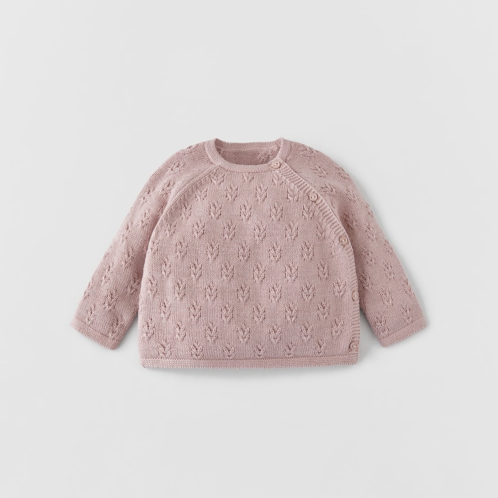 Zara Girls Pink/Lilac Textured Knit Sweater